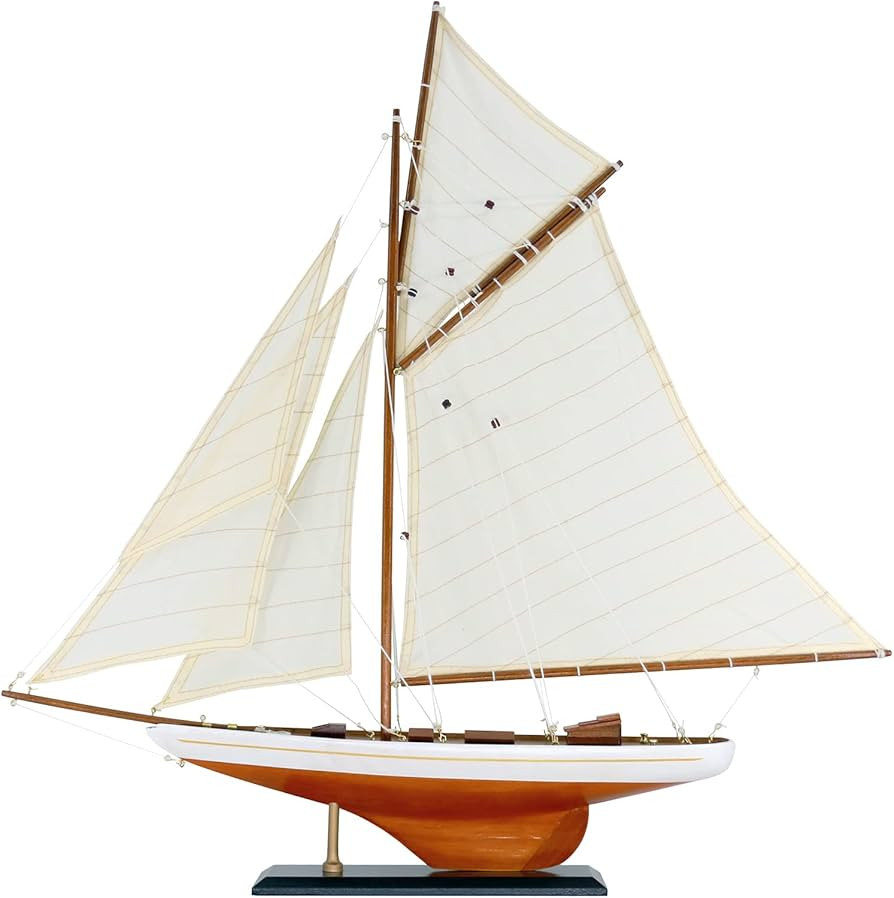NAUTIMALL 25" Wooden Sailboat Model Classic Columbia America's Cup Ship Nautical Yacht Sailboat D... | Amazon (US)