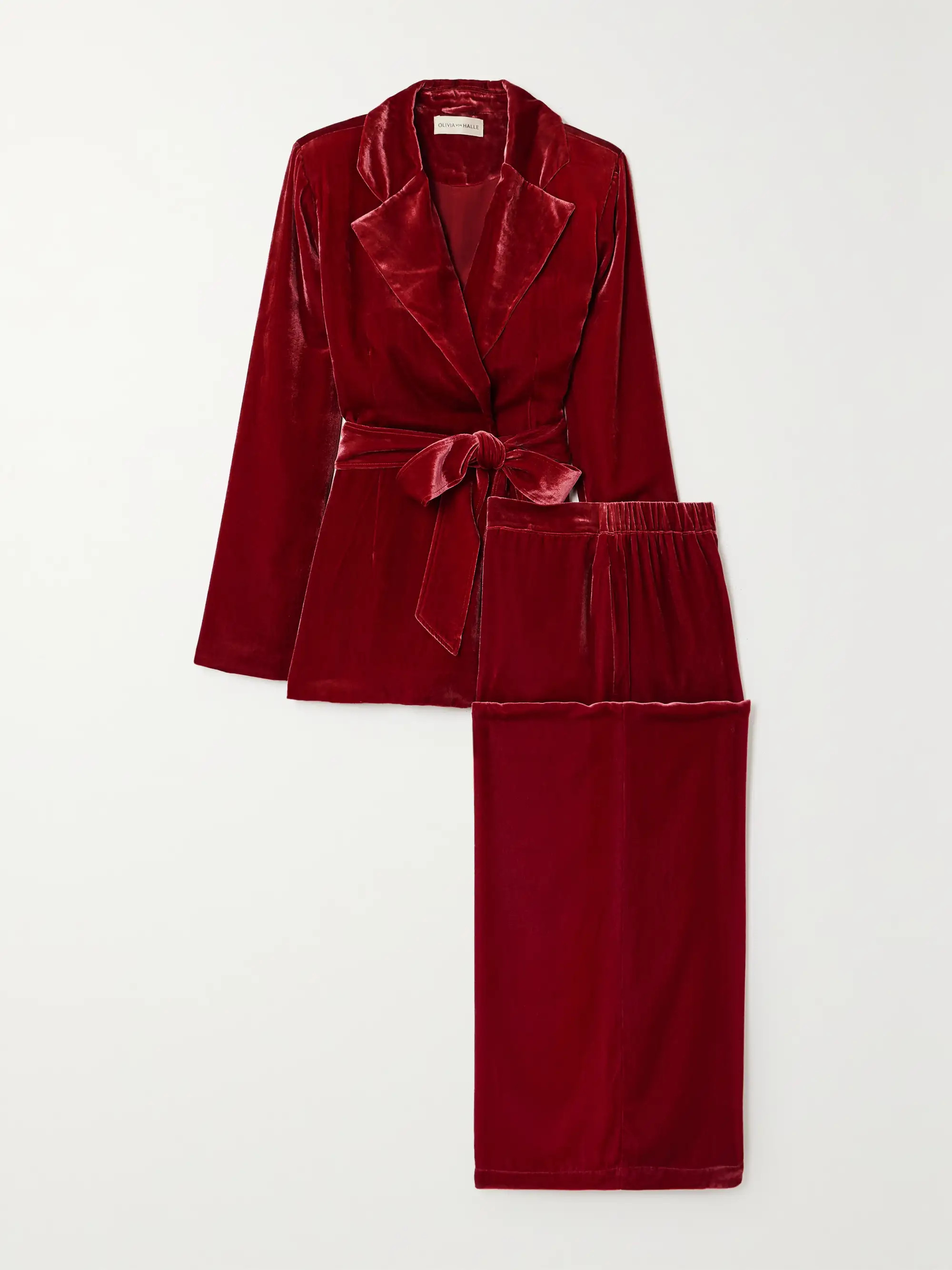 Jagger belted velvet pajama set | NET-A-PORTER APAC