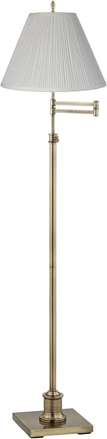 Westbury Chic Style Swing Arm Adjustable Floor Lamp Standing 70" Tall Antique Brass Gold White Mu... | Amazon (US)