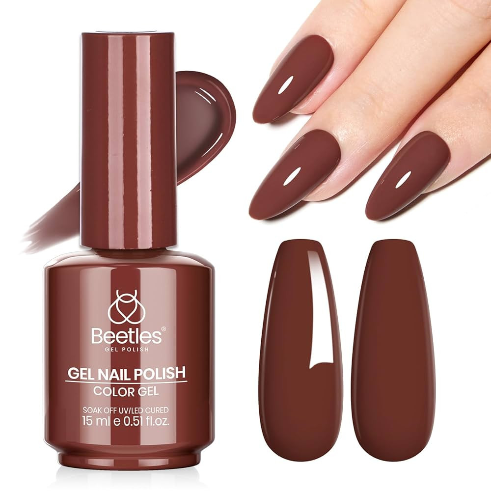 beetles Brown Gel Polish - Cocoa Luxe Brown Color Gel Polish, 15ML Soak Off Nail Art Manicure Sal... | Amazon (US)