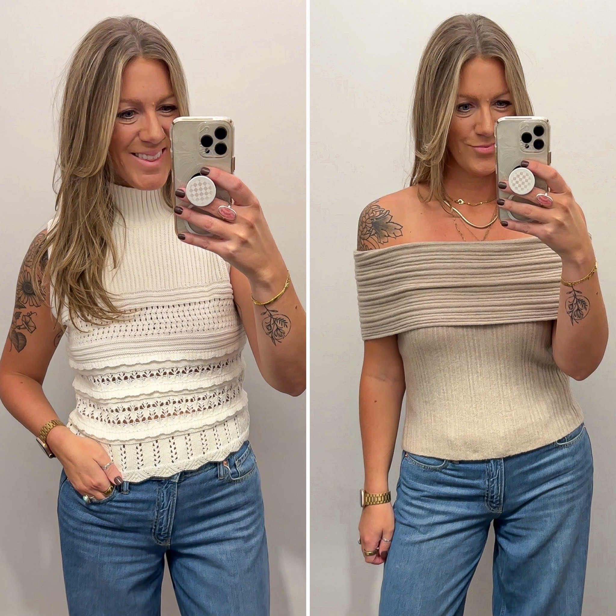 Extra 25% off with code: AFLTK (ends 9/29)
Medium crochet mock neck, large off the shoulder, 30 tall jeans 

#LTKOver40 #LTKMidsize #LTKTall