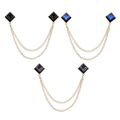 Unique Bargains Gem Chain Brooch Pins, Hanging Chain Brooch Suit Pin 3 Pcs Gold Tone(Black/Dark Blue/Blue) | Target