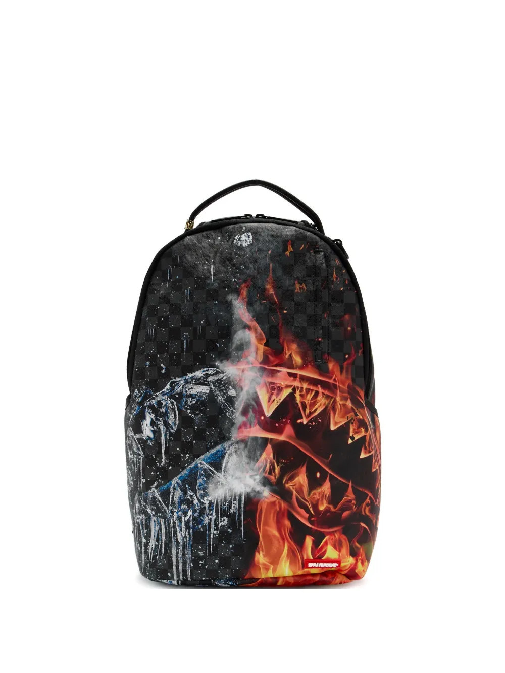 Sprayground checked-pattern graphic-print backpack - Black | Farfetch Global