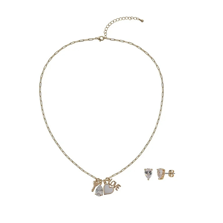 Believe by Brilliance Female 14kt Gold Flash Plated Heart and Love Genuine Mother of Pearl and CZ... | Walmart (US)