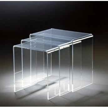 HOWE-Deko 3 Tables gigognes en Acrylique Haute qualité, Transparent, 40 x 33 cm, H 35 cm und 35 x 33 | Amazon (FR)