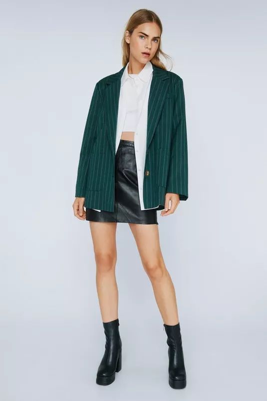 Striped Wool Look Oversized Blazer | Nasty Gal (US)