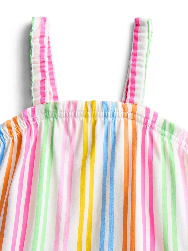 Wonder Nation Toddler Girls Ribbed Tank Top and Shorts 2-Piece Set, Sizes 12M\u20135T | Walmart (US)