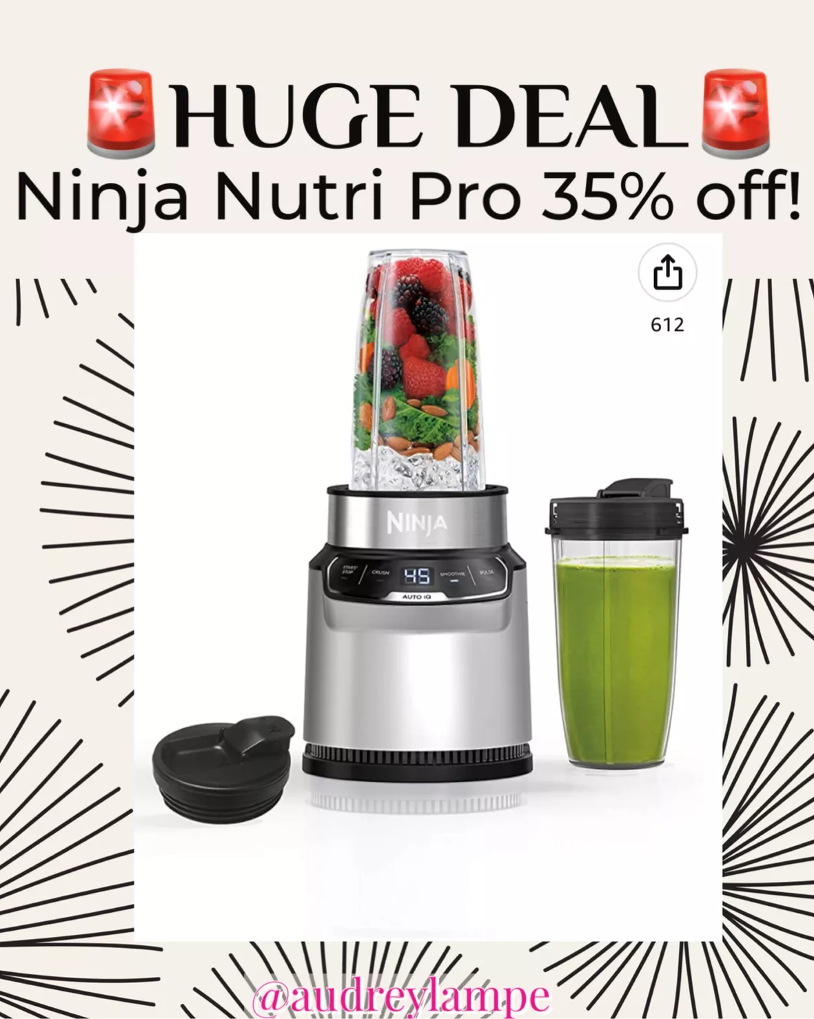  Ninja BN401 Nutri Pro Compact Personal Blender, Auto