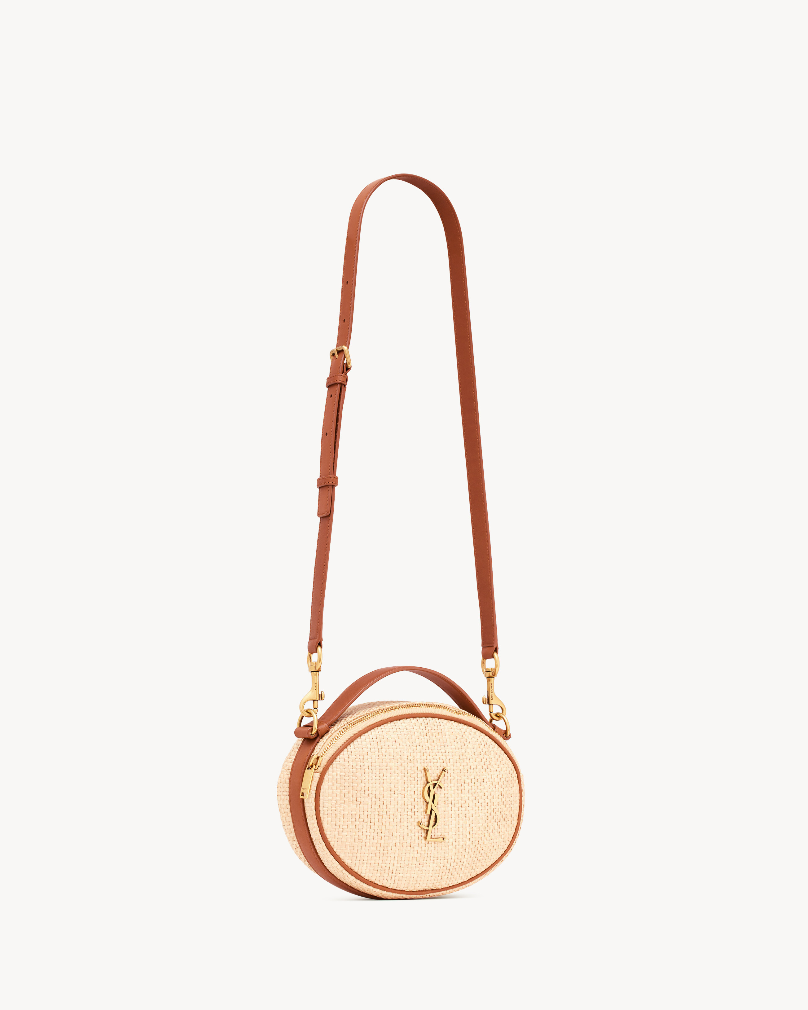 camera bag in raffia and vegetable-tanned leather | Saint Laurent Inc. (Global)
