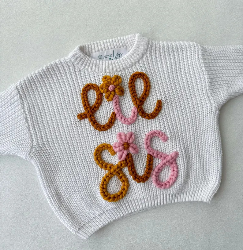 Hand Embroidered Big Sibling Sweaters, Big Sister Little Sister Sweater, Big Brother Little Broth... | Etsy (US)