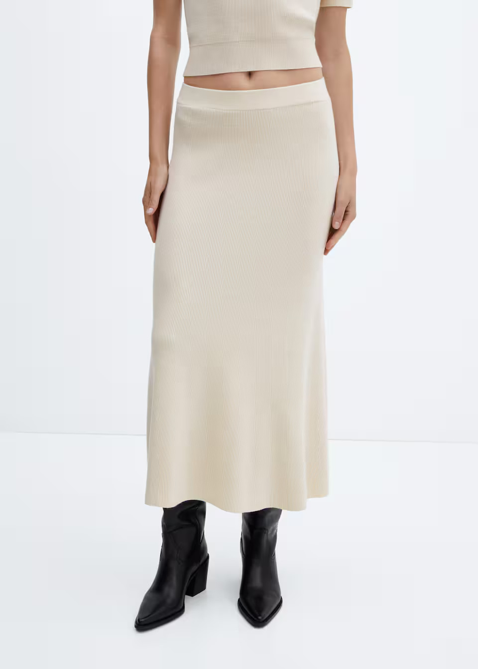 Ribbed midi skirt -  Women | Mango USA | MANGO (US)