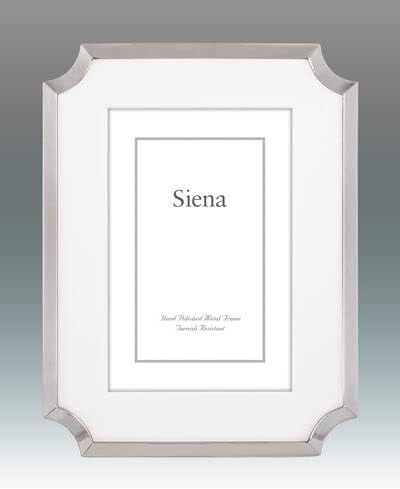 Siena Tizo Design 5-Inch x 7-Inch Scalloped Metal Picture Frame in Polished Silver with Mat Frame | Amazon (US)