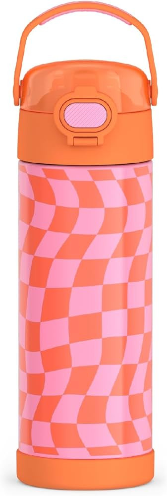 THERMOS FUNTAINER 16 Ounce Stainless Steel Vacuum Insulated Bottle with Wide Spout Lid, Wavy Chec... | Amazon (US)