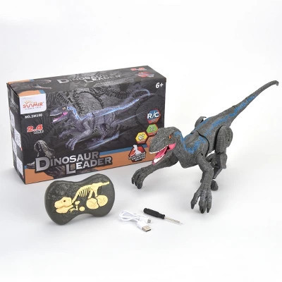 JuzToys Remote Control Dinosaur Toy, Velociraptor RC Dino Toy with 3D Eye LED Light, Roaring & Shaking Head – Gray | Target