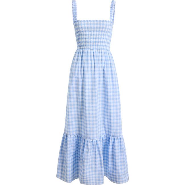 The Women's Anjuli Nap Dress, Blue Jacquard Check | Maisonette