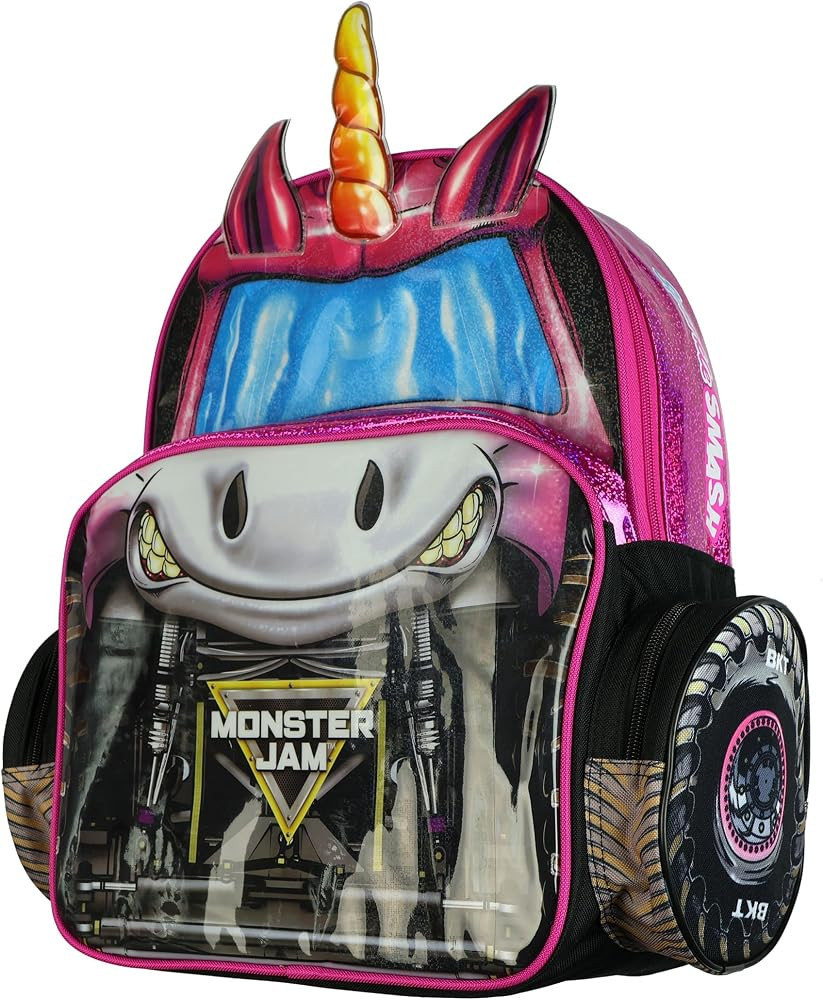 INTIMO Monster Jam Backpack Sparkle Smash 3D Truck Bookbag 16" | Amazon (US)