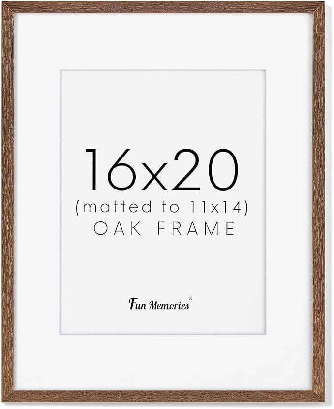 16x20 Picture Frame for Wall, Natural Oak Wood Frame 16 x 20 Frame, 16x20 Picture Frame Matted to... | Amazon (US)