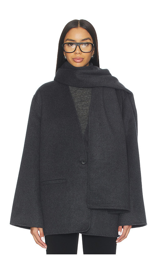 EAVES x Coco Ragni Wool Scarf Jacket in Charcoal. Size XS/S | Revolve Clothing (Global)