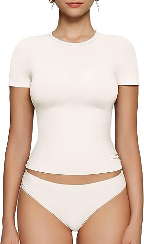 OEAK Womens T-Shirts Short Sleeve Shirts Crew Neck Basic Tees Soft Smoothing Seamless Tshirts Sli... | Amazon (US)