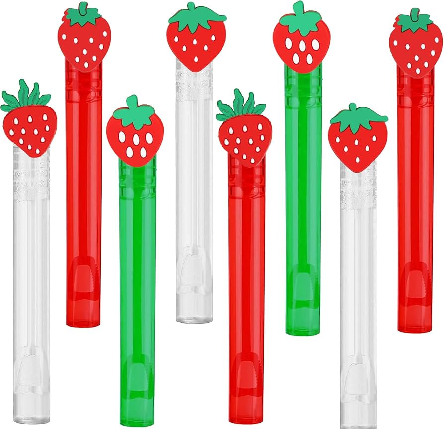 48Pcs Strawberries Mini Bubble Wands for Kids Strawberry Party 6 Cute Designs Strawberry Bubbles ... | Amazon (US)