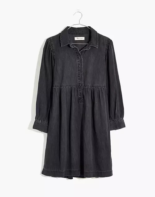 Denim Babydoll Shirtdress in Washed Black | Madewell