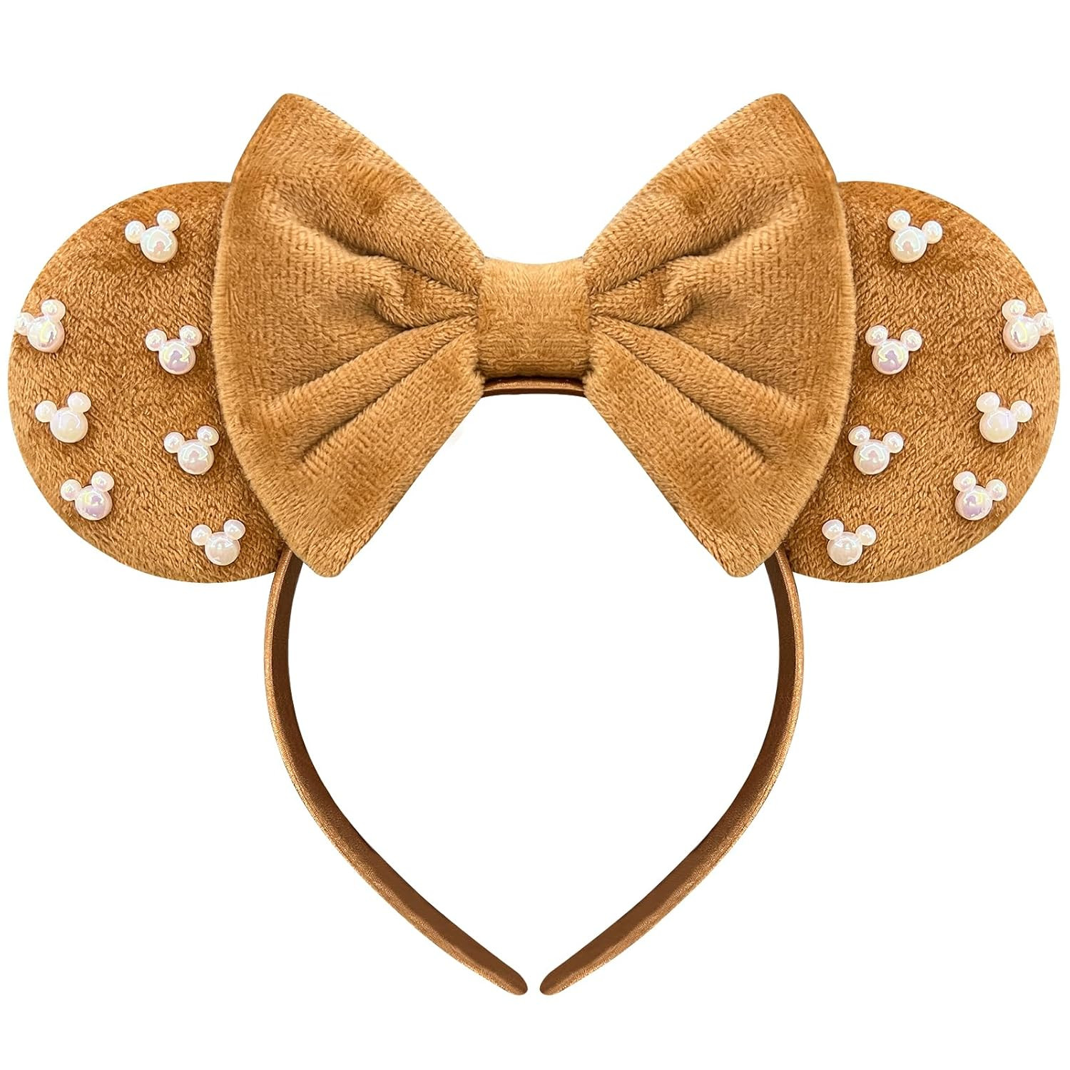 Trnerm Khaki Fuzzy Mouse Ears Headband for Women, Cute Beads Headband with Bows，Halloween Costu... | Amazon (US)