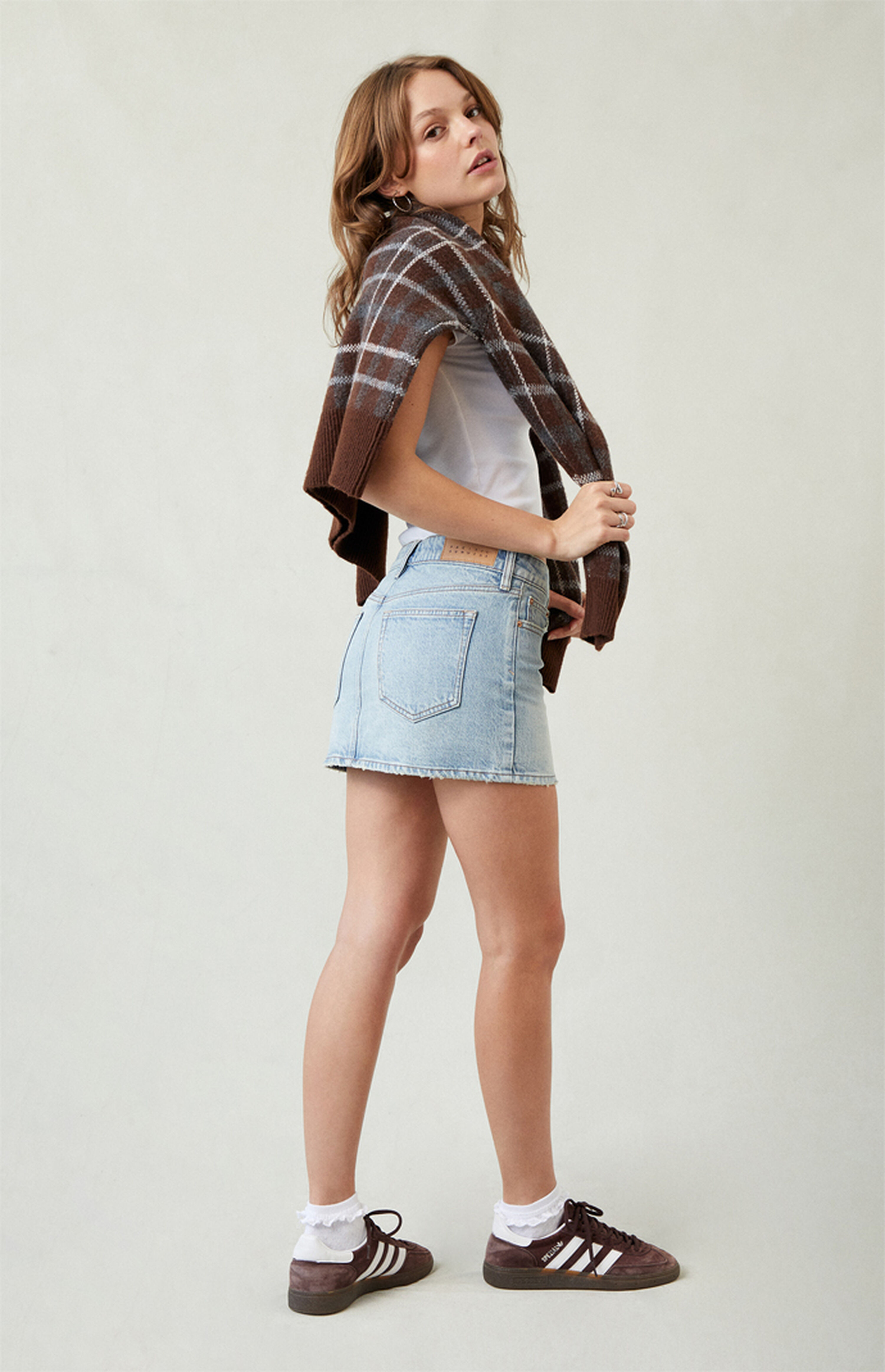 Pacsun Bella Stretch Light Indigo Mid Rise Denim Mini Skirt | PacSun