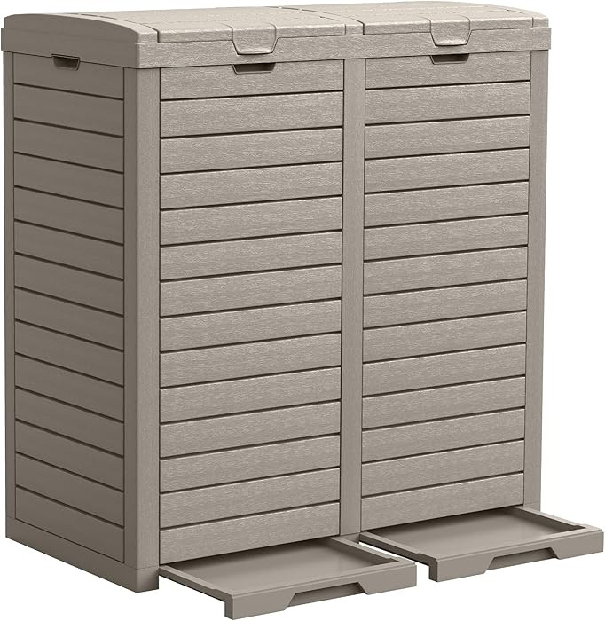 DWVO 76 Gallon Outdoor Resin Trash Can with Dual Lid and Drip Trays, 248 Quart Hideaway Garbage B... | Amazon (US)