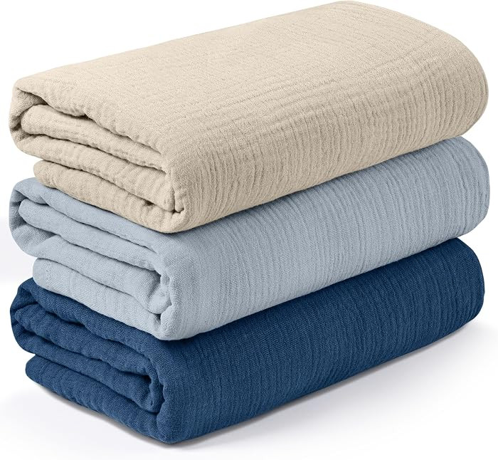 Muslin Swaddle Blankets for Newborn, 3 Pack Breathable Soft Receiving Blanket, Large 38 x 40 inch... | Amazon (US)