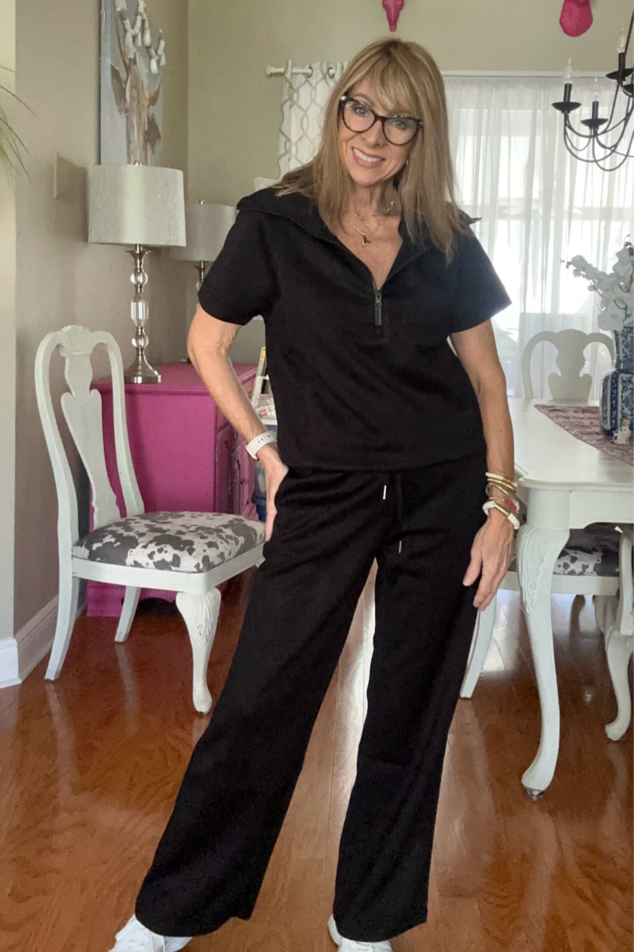 This short sleeve set is perfect right now; wearing a small. 
Travel outfit 
Fall outfit 


#LTKOver40 #LTKFindsUnder50 #LTKTravel