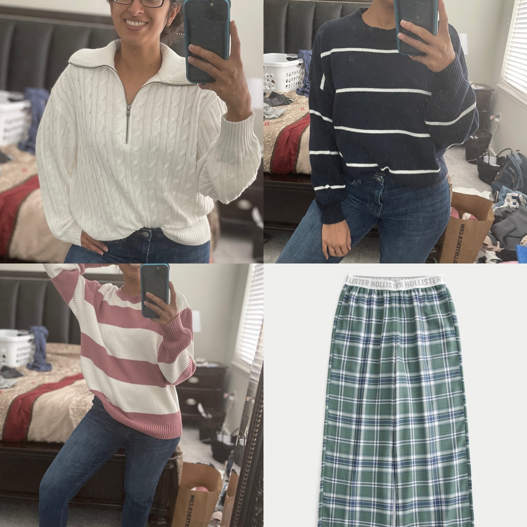 The white and blue sweaters are a size small. The white and mauve sweater is a size XS. Pajamas are a size medium.

Everything was 30% off, great quality and comfy!

#LTKFindsUnder50 #LTKWorkwear #LTKSaleAlert