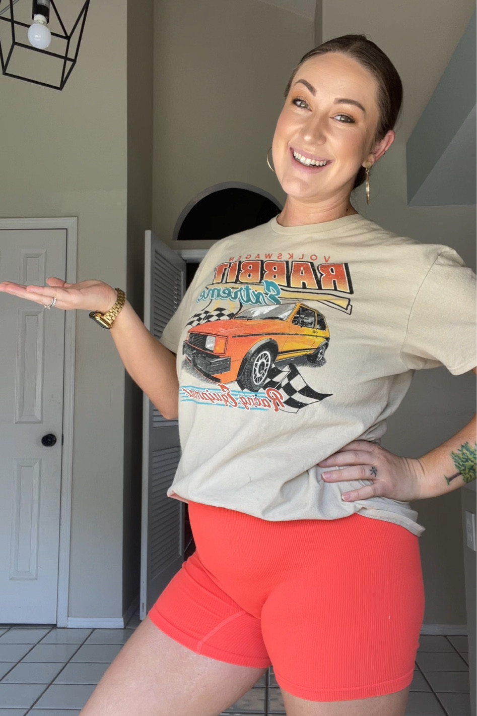 Today's #Fit was too cute not to share
These bike shorts from @target & this tee from @T.J.Maxx are becoming some of my most worn items this summer, and today I felt very #GenZ and wore my high top @Vans with a slicked back bun & some gold #Amazon jewelry 



#LTKFitness #LTKunder50 #LTKstyletip