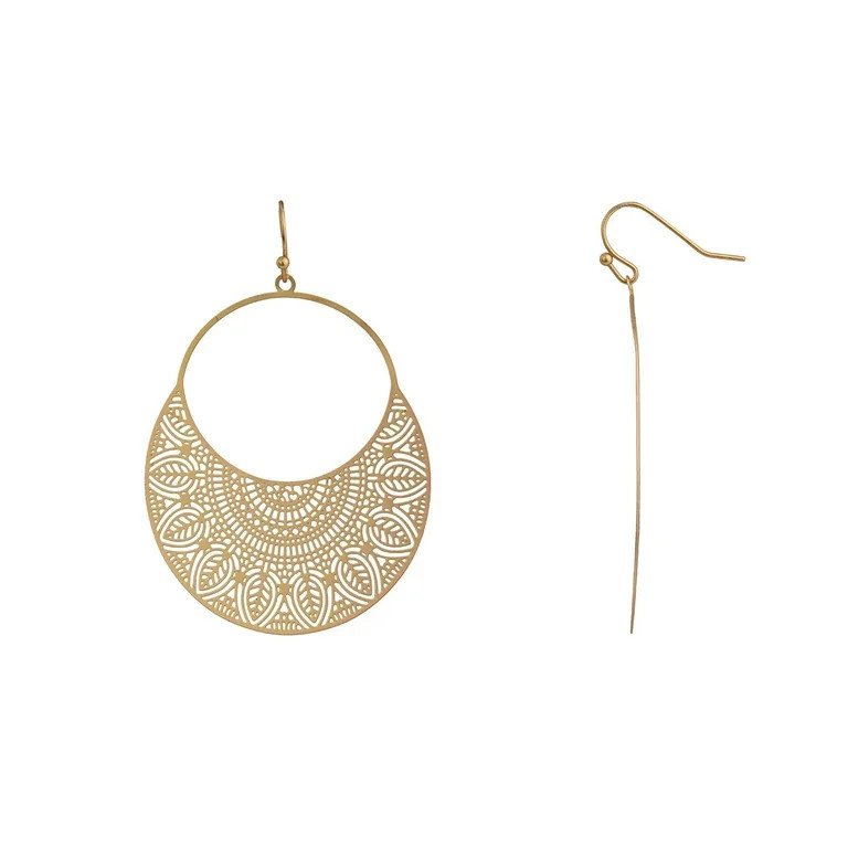 Time and Tru Gold Boho Filigree Drop Earring | Walmart (US)