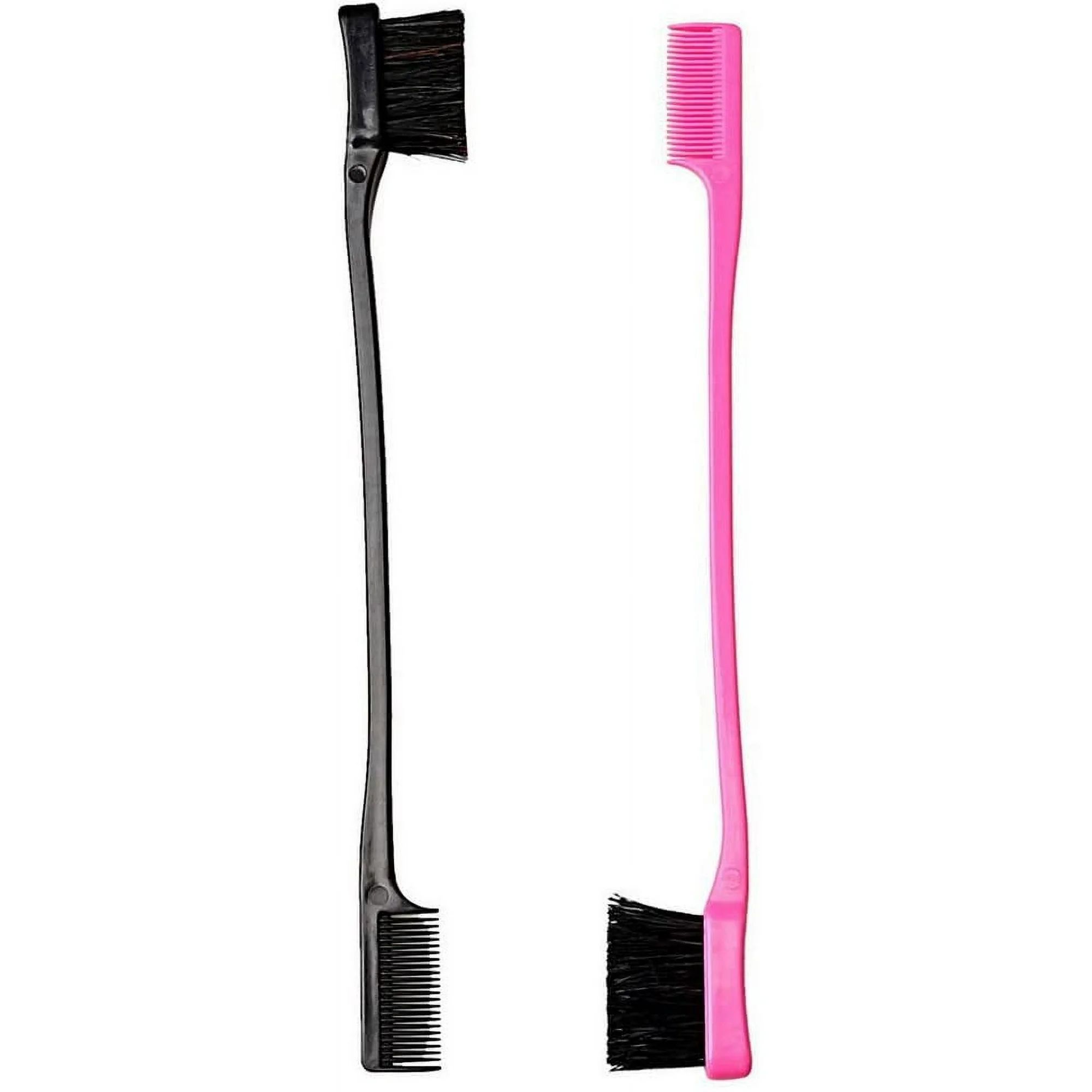 2 Pack Edge Control Hair Brush Double Sided Edge Brushes(Pink and Black) | Walmart (US)