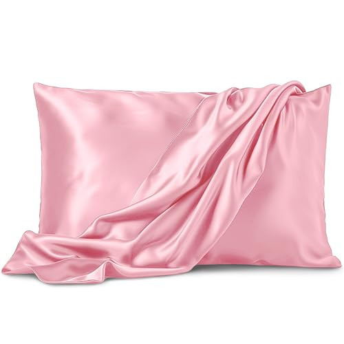 Pure Bedding Satin Pillowcase 2 Pack - King Size (20"x40", Pink) - Silky Pillow Cases for Hair and Skin - Satin Pillow Covers with Envelope Closure - Extra Soft Premium Microfiber | Amazon (US)