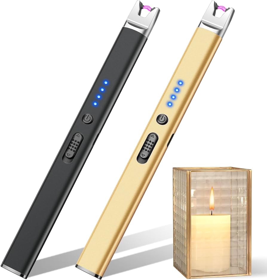 LcFun 2 Pack Candle Lighter USB Rechargeable Electric Plasma Arc Lighters with Safety Lock, Windp... | Amazon (US)