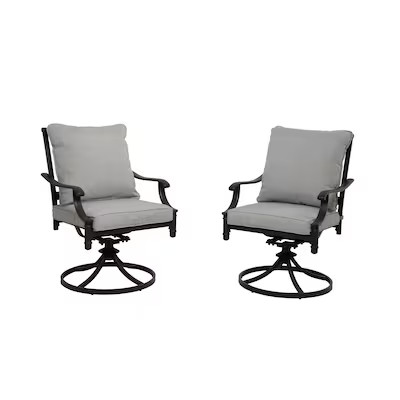 Thomas Lake Set of 2 Gray Steel Frame Swivel rocker Dining Chair with Gray Cushioned Seat | Lowe's