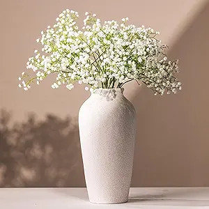 Laurel&Vine 12" Tall White Ceramic Vase, Speckled Textured Minimalist, with 15 Stems of 22" Faux ... | Amazon (US)