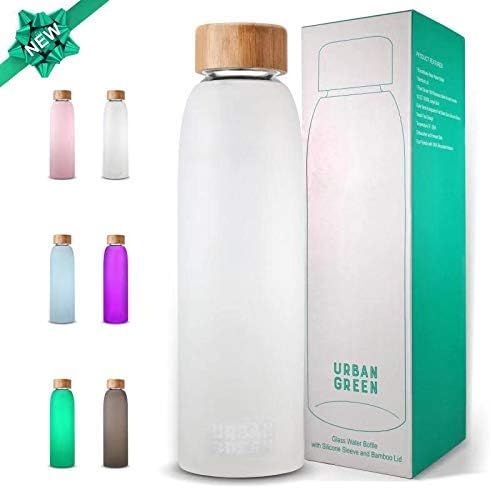 Urban Green Glass Water Bottle with Protective Silicone Sleeve and Bamboo Lid, 18oz, 1extra 304 S... | Amazon (US)
