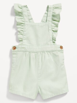 Ruffle-Trim Twill Shortalls for Baby | Old Navy (US)