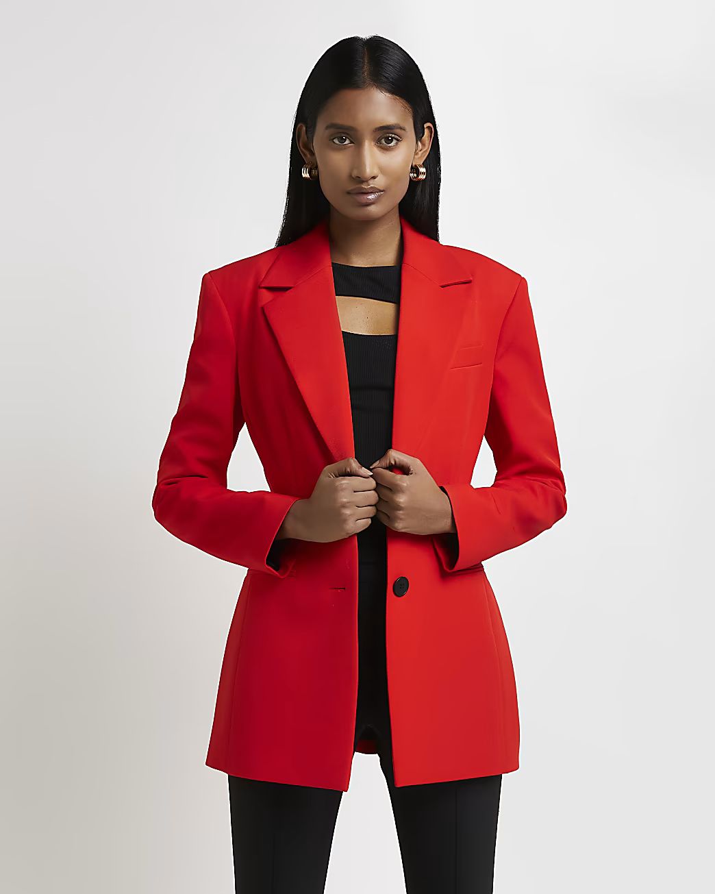 Red tailored blazer | River Island (UK & IE)