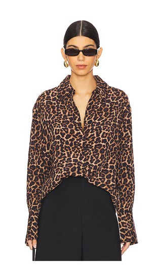 Bridget Shirt in Black & Brown Leopard | Revolve Clothing (Global)