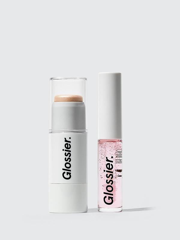Glossy lips + dewy highlight. | Glossier
