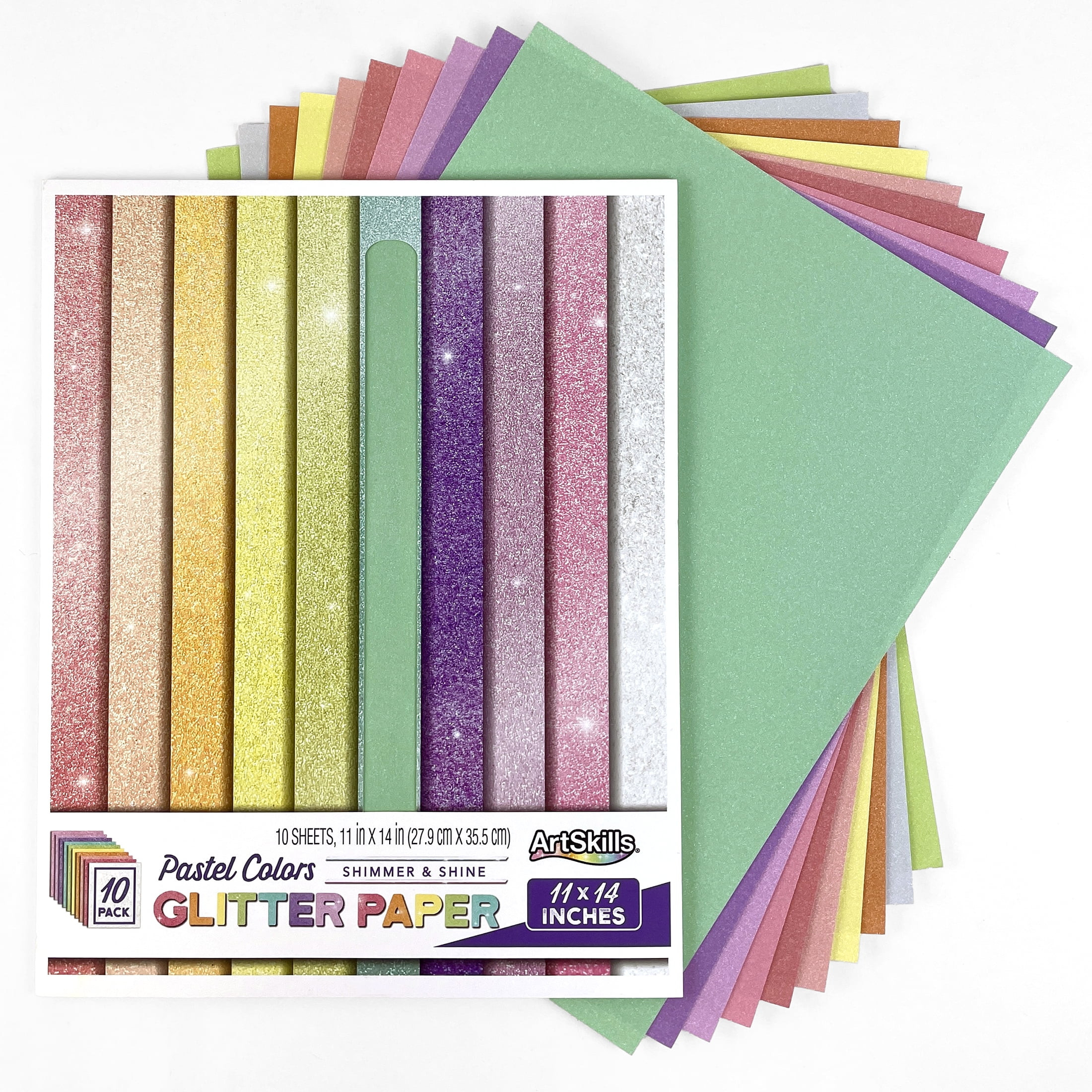 ArtSkills Pastel Glitter Paper, 11" x 14", 10 Assorted Sheets for Arts, Crafts, Scrapbooking & Ca... | Walmart (US)