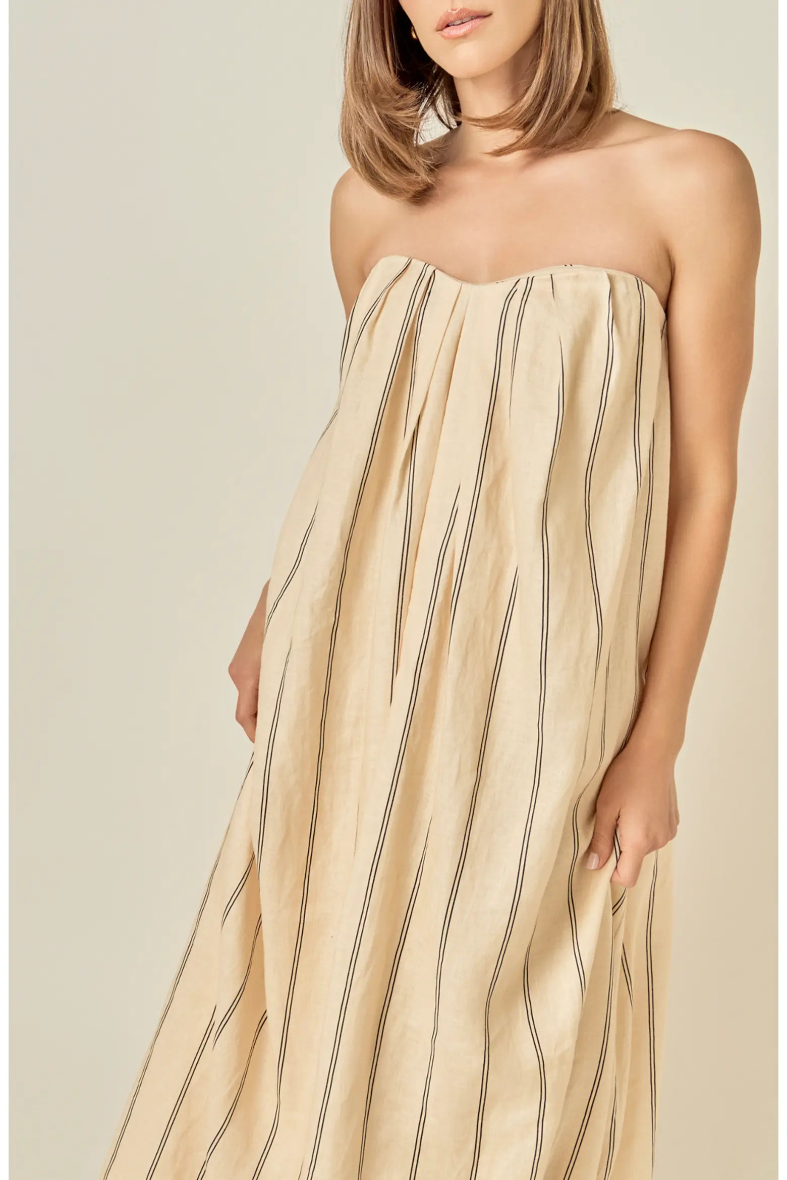 English Factory Strapless Pintuck Striped Maxi Dress (Women) | Nordstrom | Nordstrom