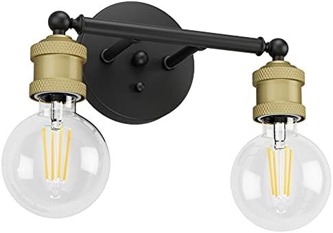 Aipsun Farmhouse Bathroom Lighting Fixtures 2 Lights Black Gold Vanity Light Fixtures Wall Sconce Li | Amazon (US)