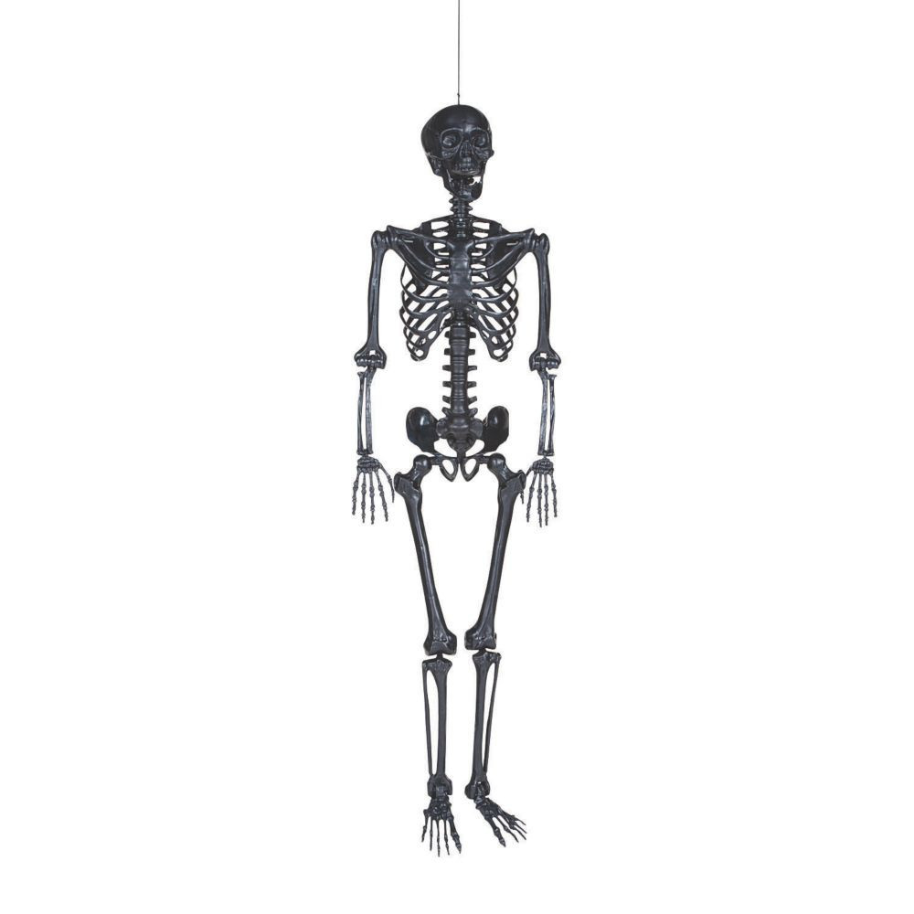5 Ft Life-Size Posable Black Skeleton Halloween Decoration | Oriental Trading Company
