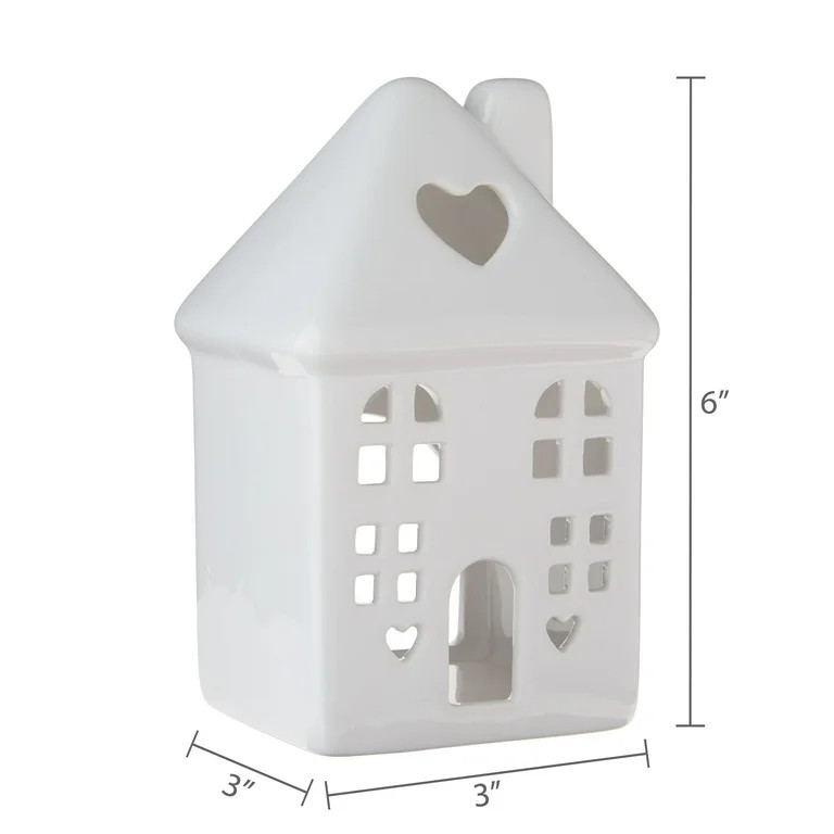 Ceramic House Tabletop Decoration, White, 6", Valentine's Day by Way To Celebrate | Walmart (US)