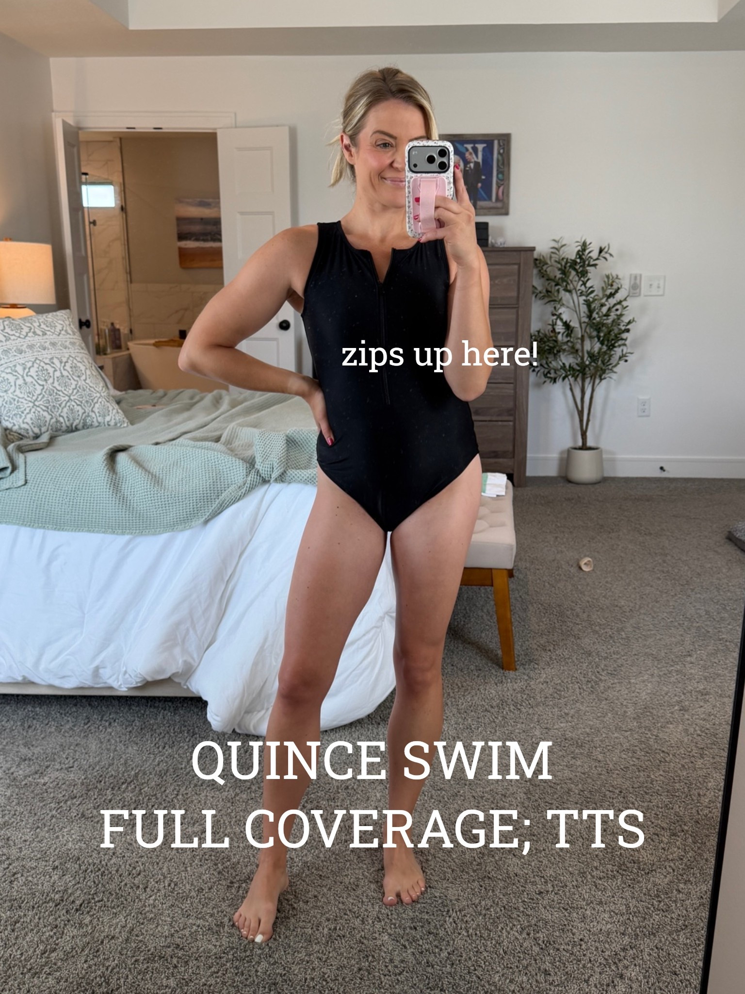 Love this quince one piece swim suit — TTS, comes in several colors, zips up on top, full coverage booty, really comfy and flattering and mom friendly!

#LTKmomlife #LTKSeasonal #LTKActive