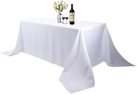 Rectangle Tablecloth - 90 x 132 Inch - White Rectangular Table Cloth for 6 Foot Table in Washable... | Amazon (US)